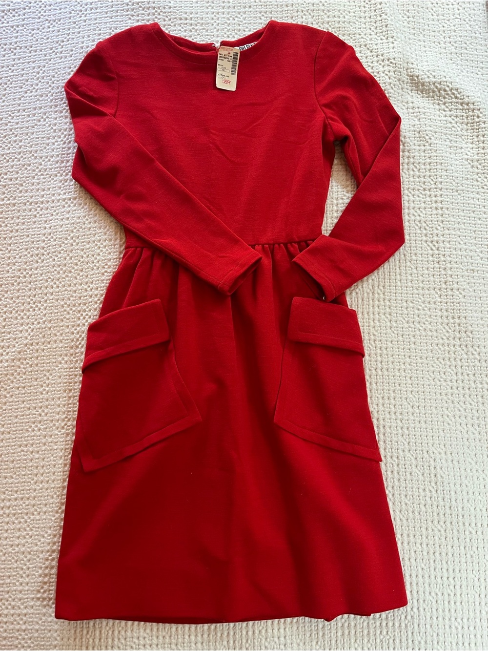 Vintage Bill Blass red wool knit dress from Saks Fifth Avenue NOS, NWT